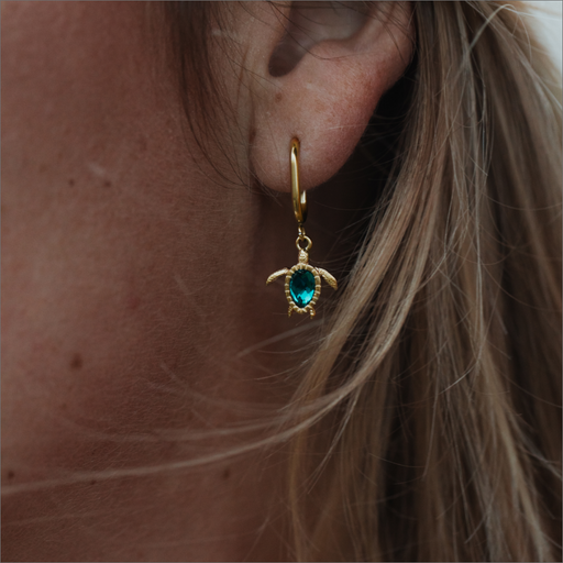 Paul Hewitt Turtle Hoops Ohrring Aquamarine Gold Letzte 2 Tage
