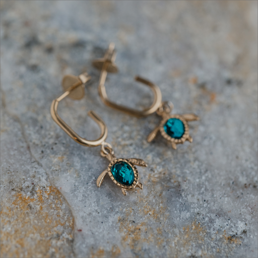 Paul Hewitt Turtle Hoops Ohrring Aquamarine Gold Letzte 2 Tage