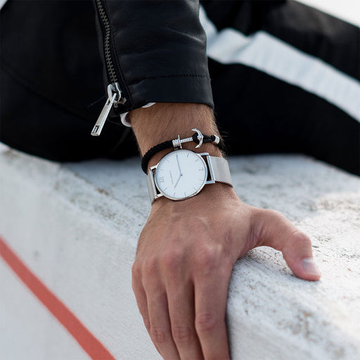 Paul Hewitt Ankerarmband Phrep Lite Silber Nylon Schwarz Günstiger Verkauf