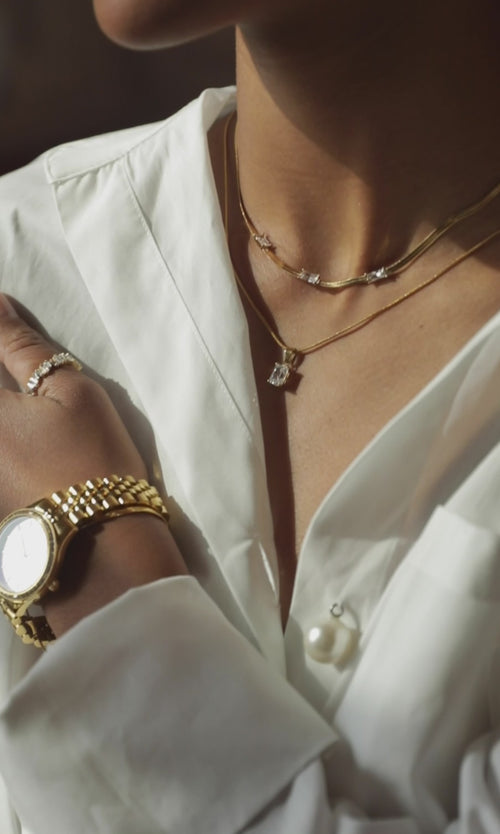 Paul Valentine Baguette Stone Necklace Sonderangebot der Fabrik