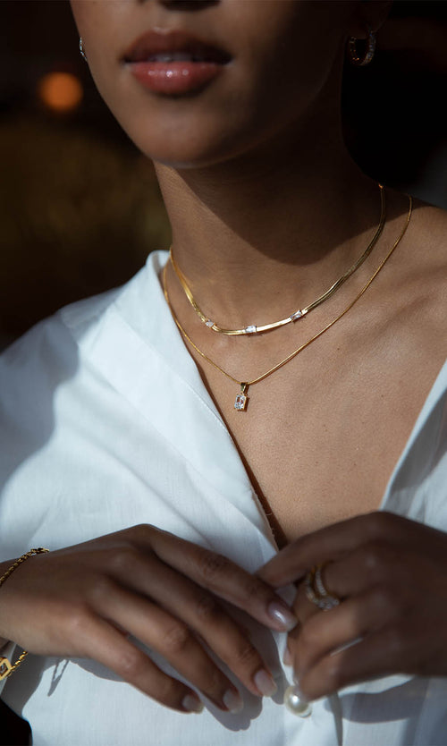 Paul Valentine Baguette Stone Necklace Sonderangebot der Fabrik