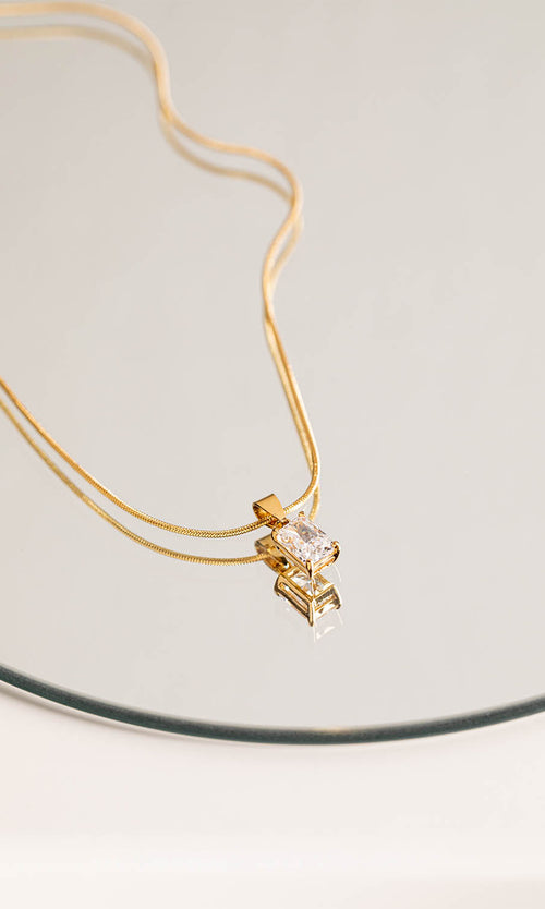 Paul Valentine Baguette Stone Necklace Sonderangebot der Fabrik