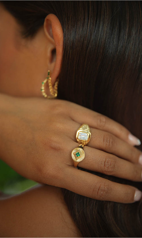 Paul Valentine Emerald Ring White Günstiger Verkauf
