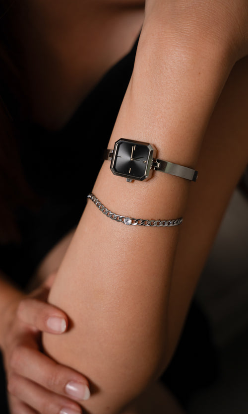 Paul Valentine Ethereal Watch & Curb Bracelet Set Silver Speichern exportieren