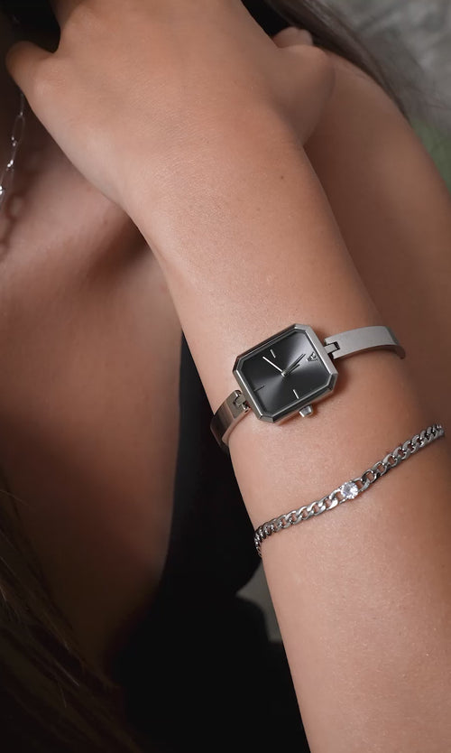 Paul Valentine Ethereal Watch & Curb Bracelet Set Silver Speichern exportieren