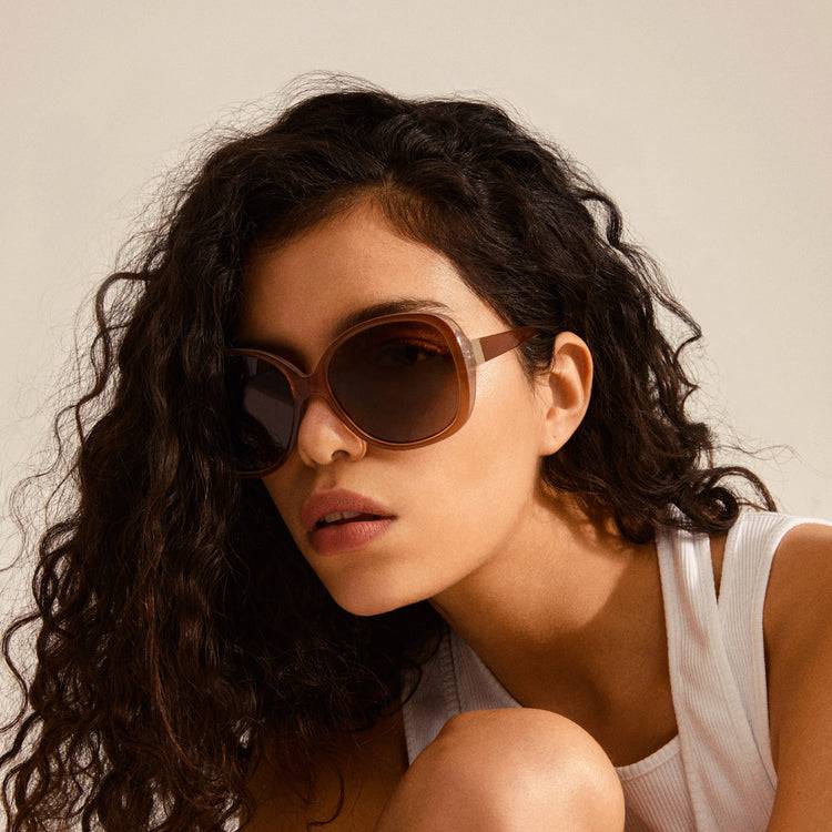Pilgrim PARKER Retro-Oversized-Sonnenbrille, Hellbraun Blitzangebot