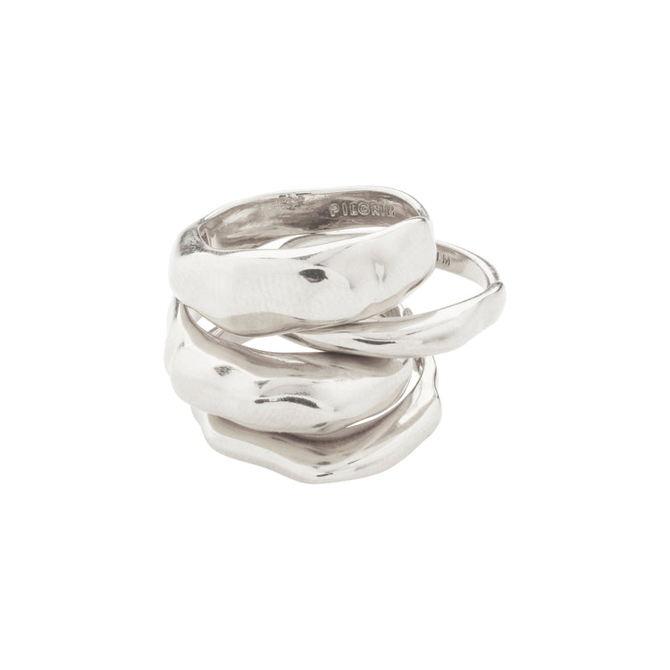 Pilgrim ASHER recycelte Ringe 4-in-1-Set versilbert Letzte 3 Tage