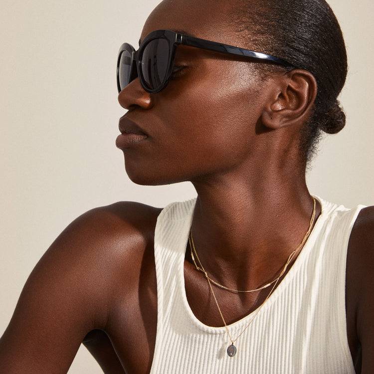 Pilgrim MARLENE recycelte Cat-Eye-Sonnenbrille schwarz Super Sparpreis