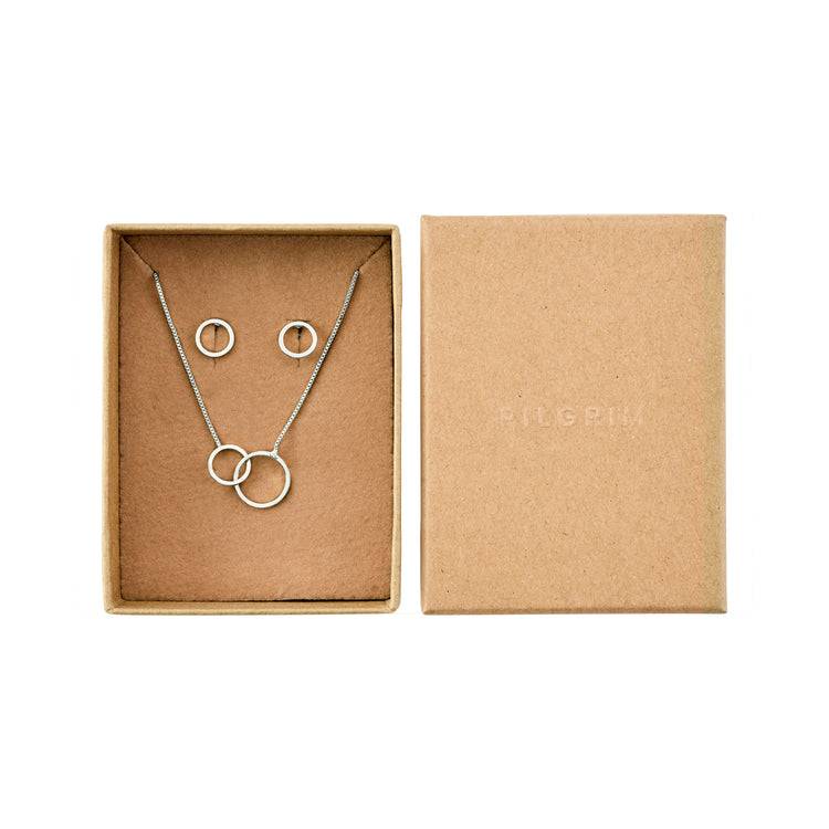 Pilgrim Viviane recyceltes Set, Halskette & Ohrstecker, versilbert Riesige Rabatte