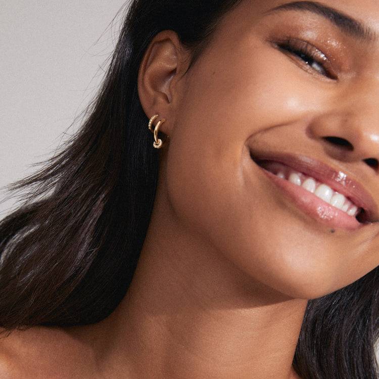 Pilgrim SCOTTIE recycelte Ohrringe 2-in-1-Set vergoldet Neueste Mode