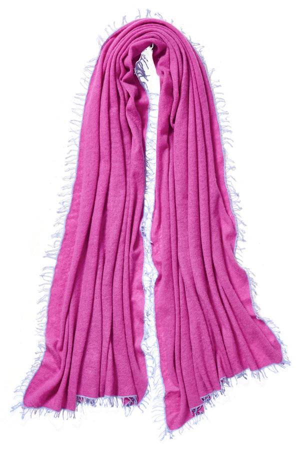 Pur Schoen Schal fuchsia fransen sky blue Nur für heute