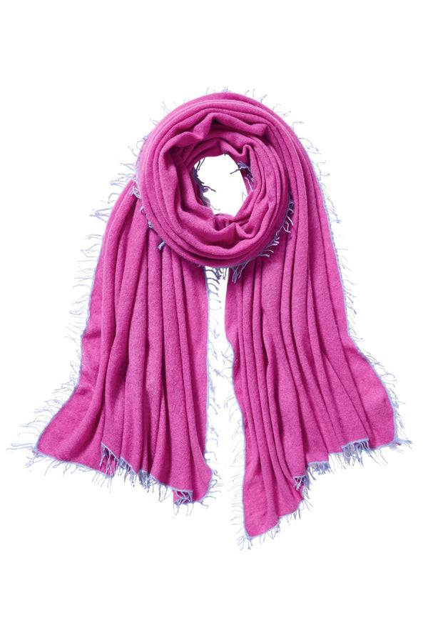 Pur Schoen Schal fuchsia fransen sky blue Nur für heute