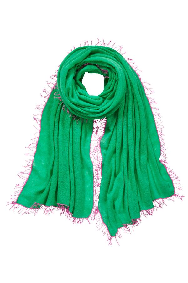Pur Schoen Schal limette fransen pink Sonderangebot der Fabrik