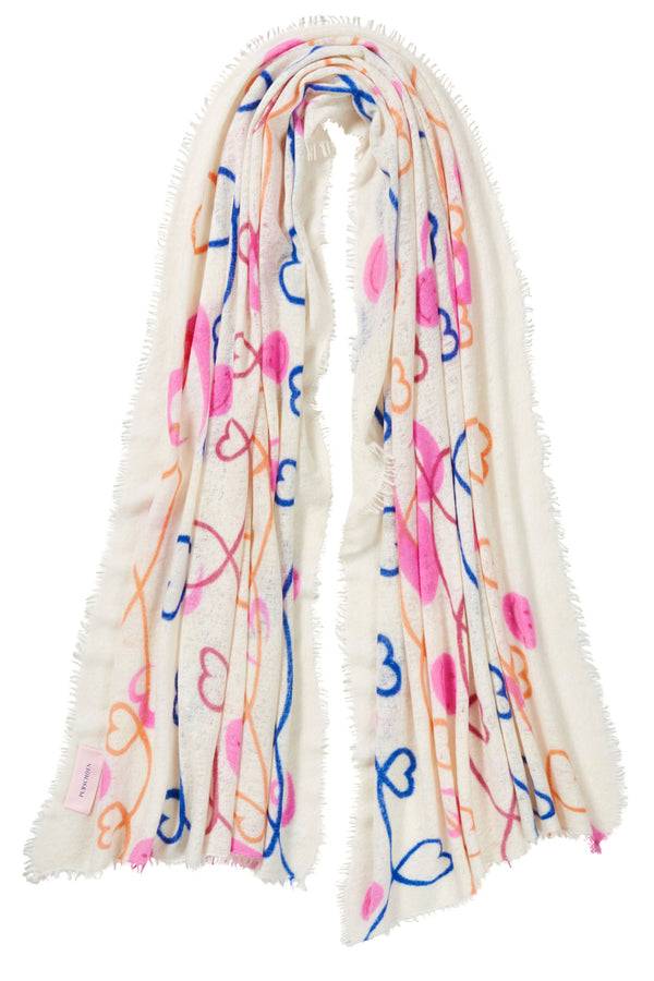Pur Schoen Schal herzandsmiley natural-royal blue Kostenloser Versand international