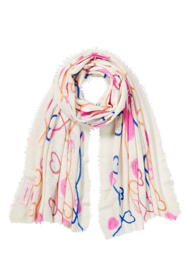 Pur Schoen Schal herzandsmiley natural-royal blue Kostenloser Versand international