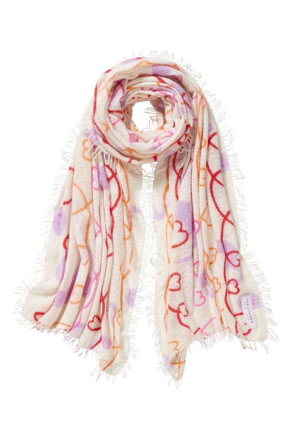 Pur Schoen Schal herzandsmiley weiss-pink Black Friday Preise