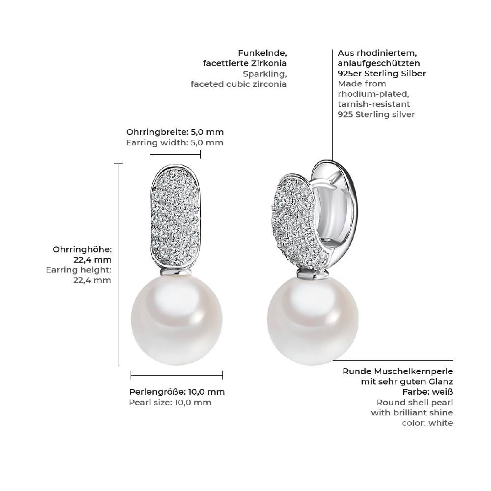 Rafaela Donata Ohrhänger Sterling Silber Südsee-Muschelkernperle weiß Zirkonia weiß Osterangebot