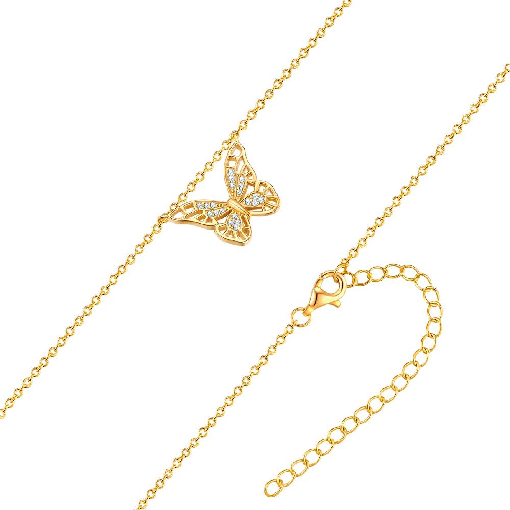 Rafaela Donata Kette mit Anhänger Sterling Silber gelbgold Zirkonia weiß Valentinstagsangebot