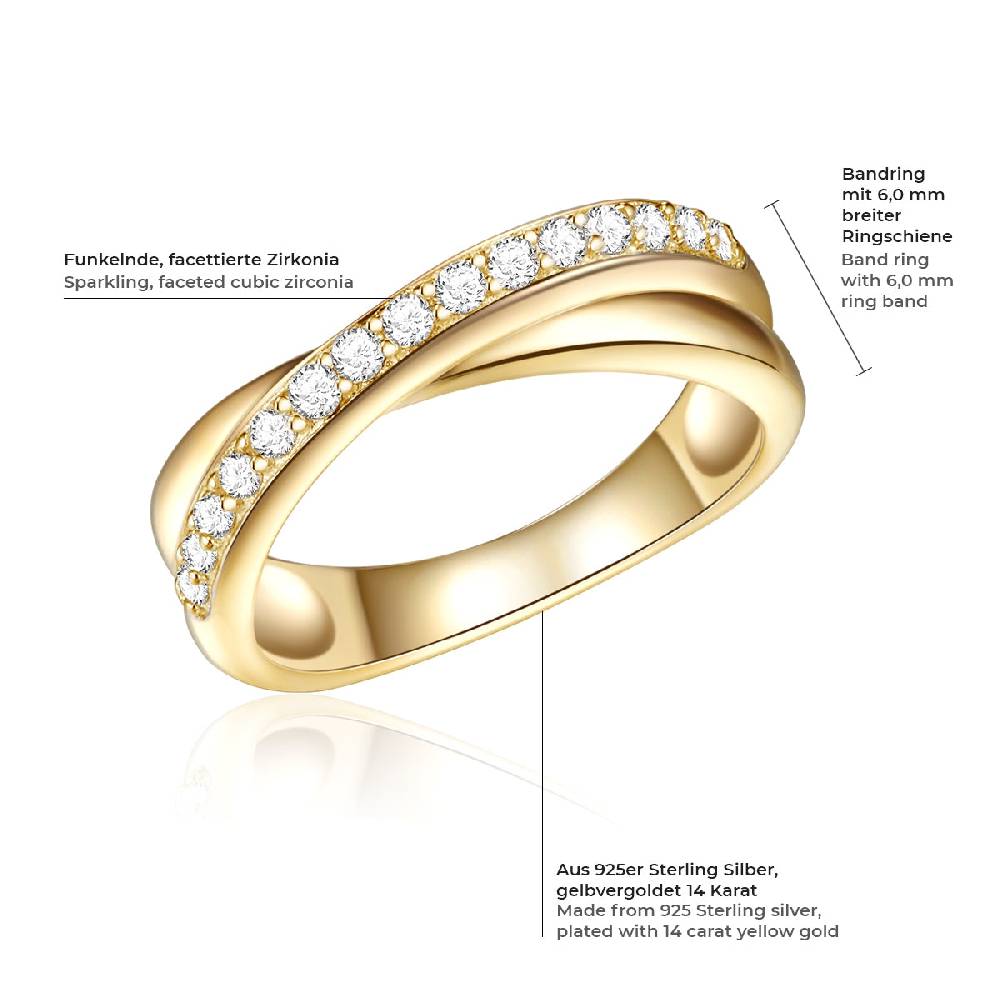 Rafaela Donata Ring Sterling Silber gelbgold Zirkonia weiß Günstiger Verkauf