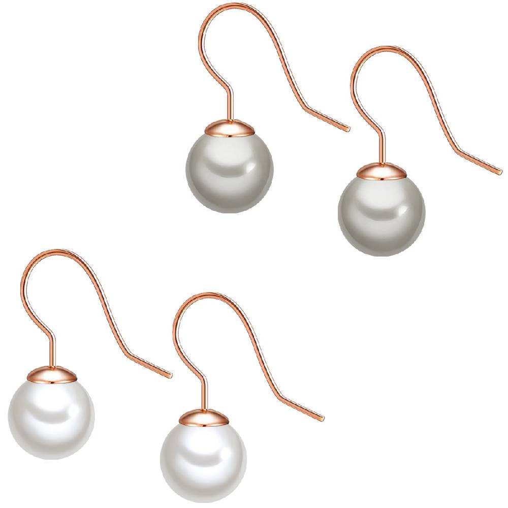 Rafaela Donata 2er Set Perlenohrhänger Sterling Silber roségold Muschelkernperle weiß silbergrau Saisonale Angebote