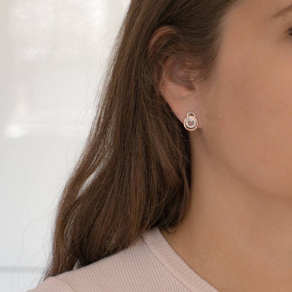 Rafaela Donata Ohrstecker Sterling Silber bi-Color Zirkonia weiß Kauf eins, bekomm eins gratis