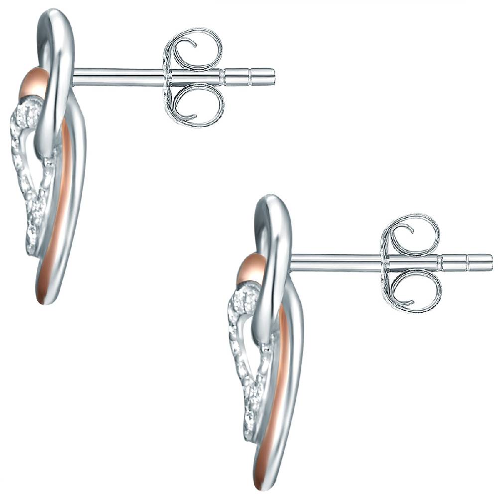 Rafaela Donata Ohrstecker Sterling Silber bi-Color Zirkonia weiß Kauf eins, bekomm eins gratis