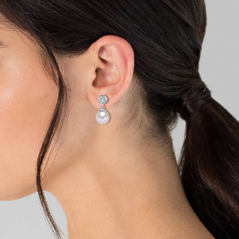 Rafaela Donata Ohrstecker Sterling Silber Südsee-Muschelkernperle weiß Zirkonia weiß Super Sparpreis