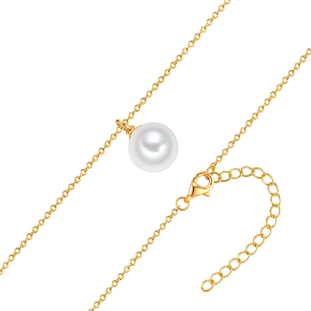 Rafaela Donata Kette mit Anhänger Sterling Silber gelbgold Muschelkernperle weiß Begrenzt auf 3 Tage