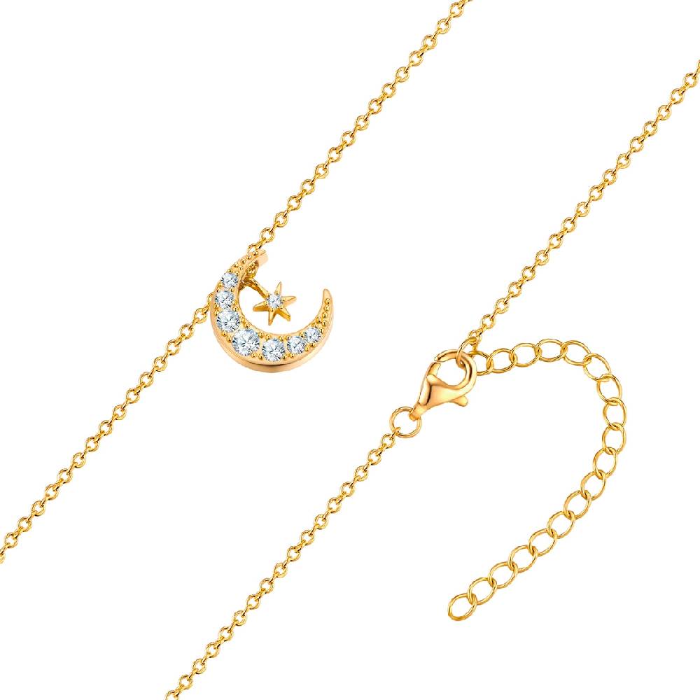 Rafaela Donata Kette mit Anhänger Sterling Silber gelbgold Zirkonia weiß Im Verkauf