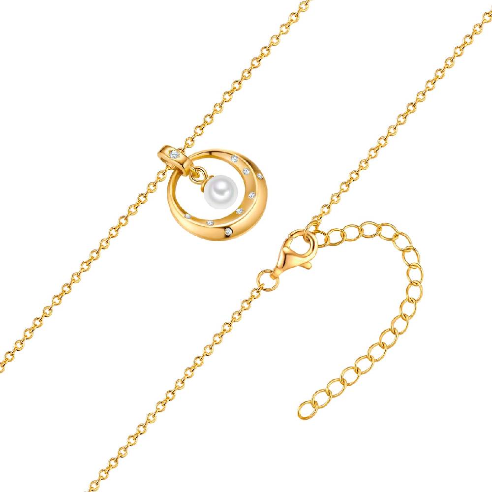 Rafaela Donata Kette mit Anhänger Sterling Silber gelbgold Muschelkernperle weiß Zirkonia weiß Versandkostenfrei