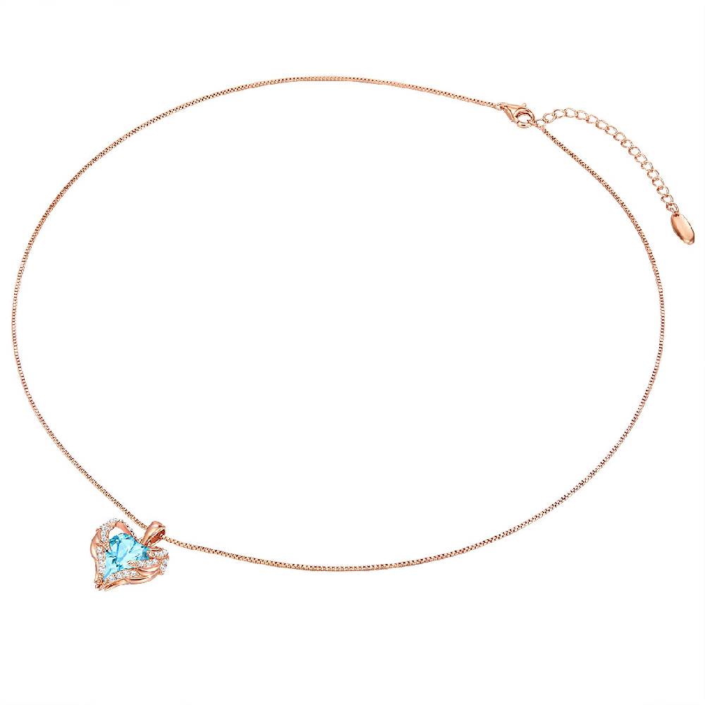 Rafaela Donata Kette mit Anhänger Sterling Silber roségold verziert mit Kristallen von Swarovski® aquamarin weiß Blitzangebot