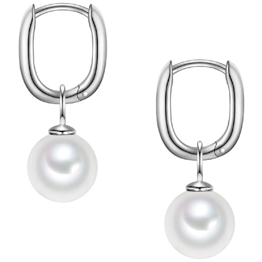 Rafaela Donata Creolen Sterling Silber Zirkonia weiß Muschelkernperle weiß Tiefpreis