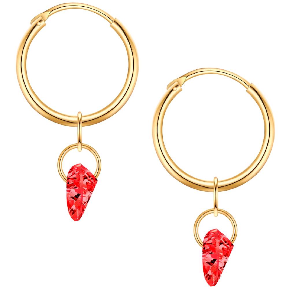 Rafaela Donata Creolen Sterling Silber gelbgold Zirkonia rot Wochenangebot
