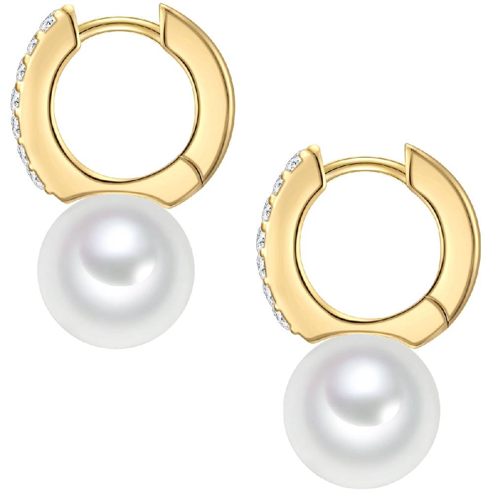 Rafaela Donata Creolen Sterling Silber gelbgold Südsee-Muschelkernperle weiß Zirkonia weiß 50% Rabatt für begrenzte Zeit
