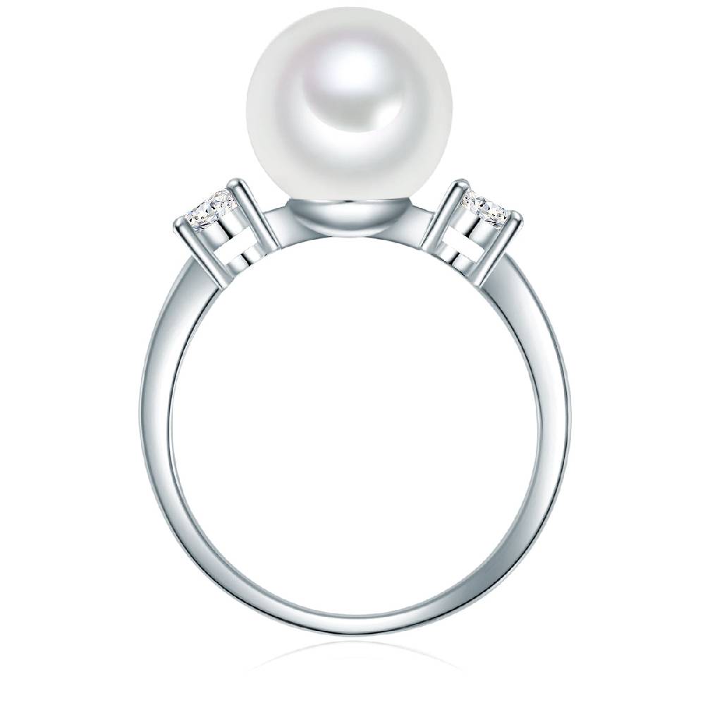 Rafaela Donata Ring Sterling Silber Muschelkernperle weiß Zirkonia weiß Kostenloser Versand