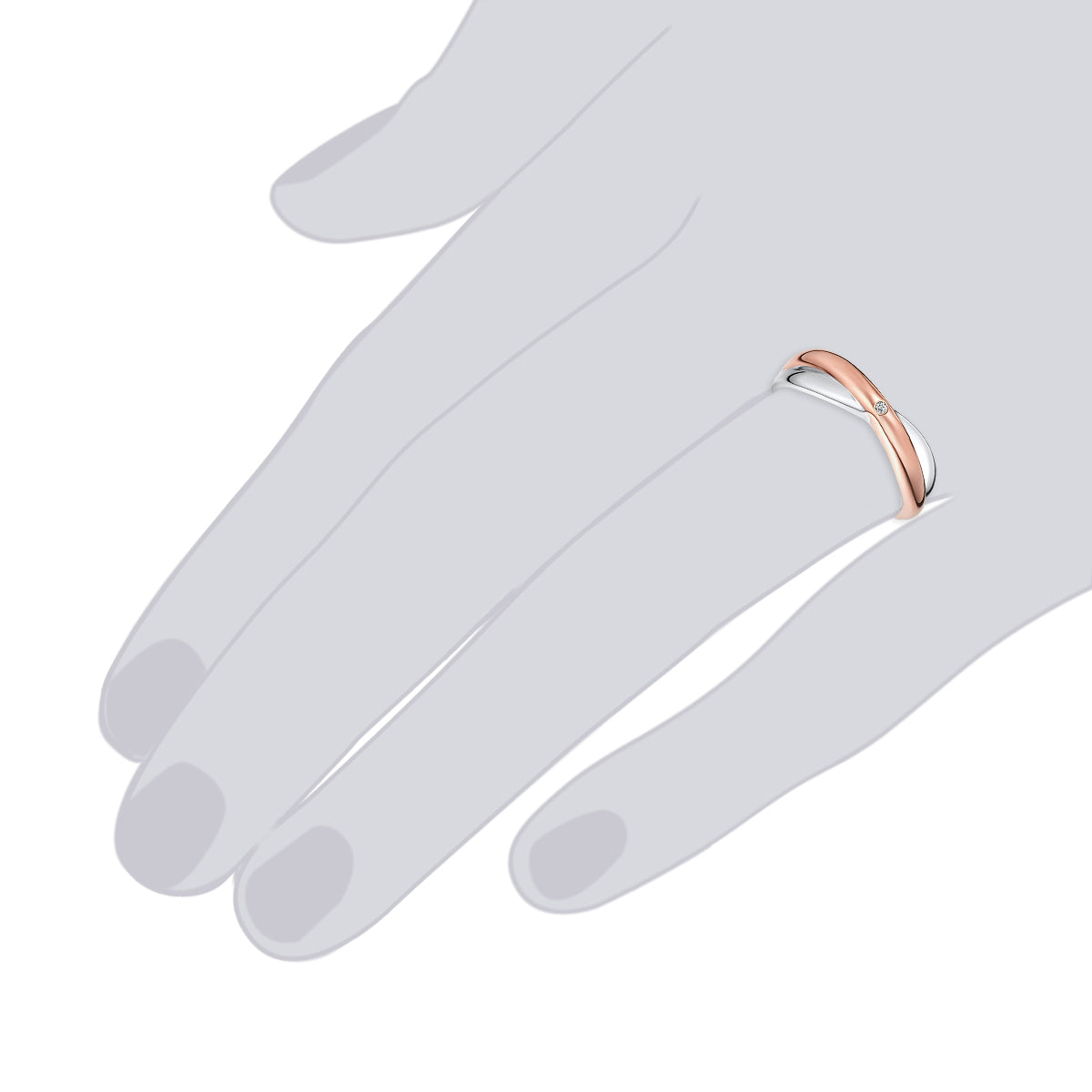 Rafaela Donata Ring Sterling Silber bi-Color Diamant weiß Limitierter Zeitrabatt