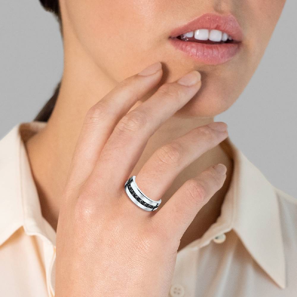 Rafaela Donata Ring Sterling Silber Zirkonia schwarz Großer Ausverkauf