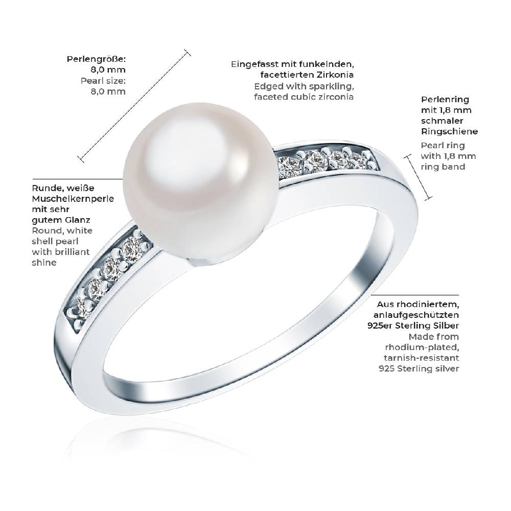 Rafaela Donata Ring Sterling Silber Südsee-Muschelkernperle weiß Zirkonia weiß Cyber Monday