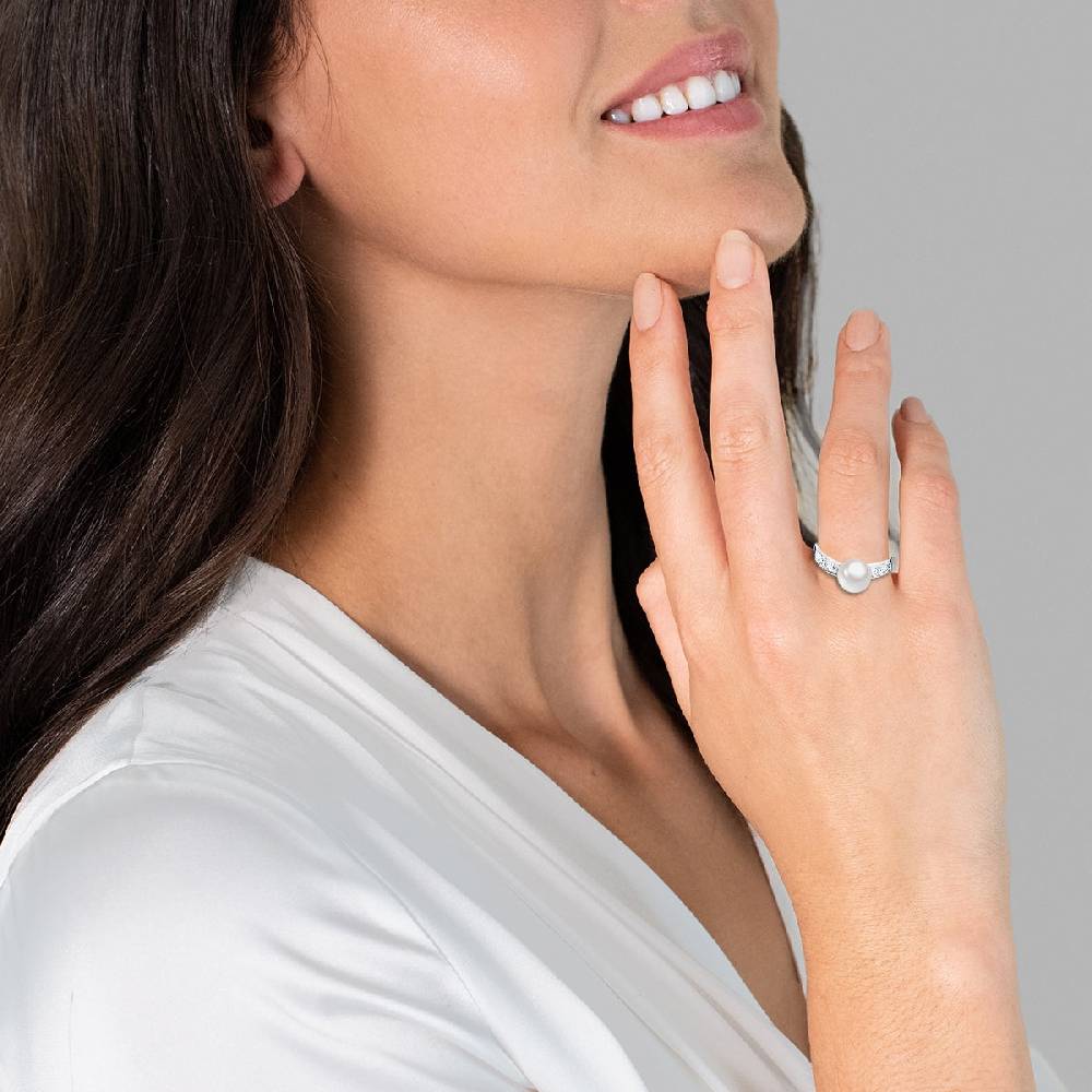 Rafaela Donata Ring Sterling Silber Südsee-Muschelkernperle weiß Zirkonia weiß Cyber Monday