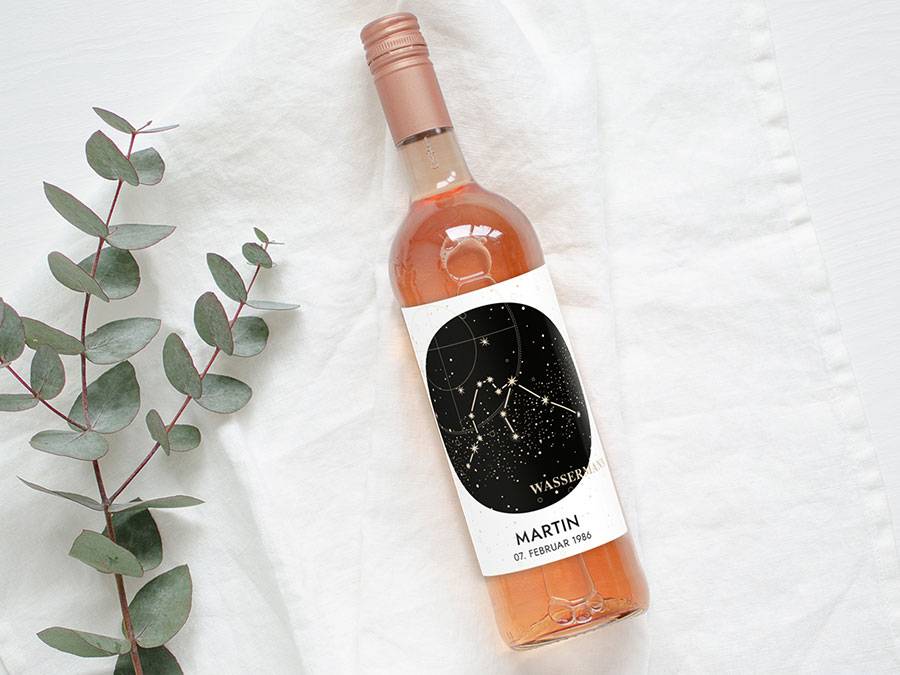 Renna Deluxe Personalisiertes Weinlabel mit Sternzeichen als Geschenk Letzte 3 Tage