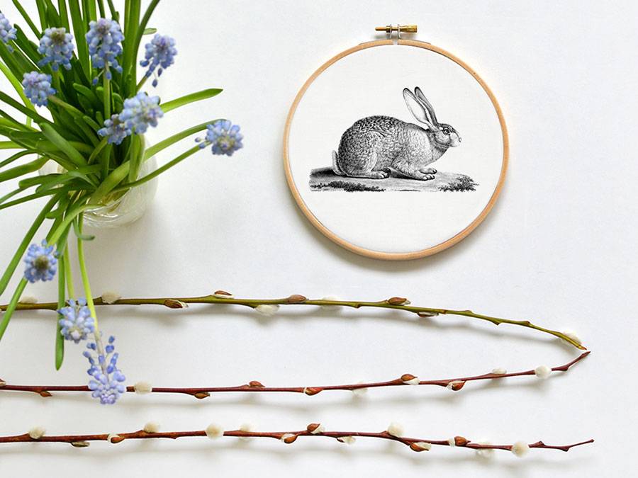 Renna Deluxe Hase _ Bild im Stickrahmen Blitzverkäufe