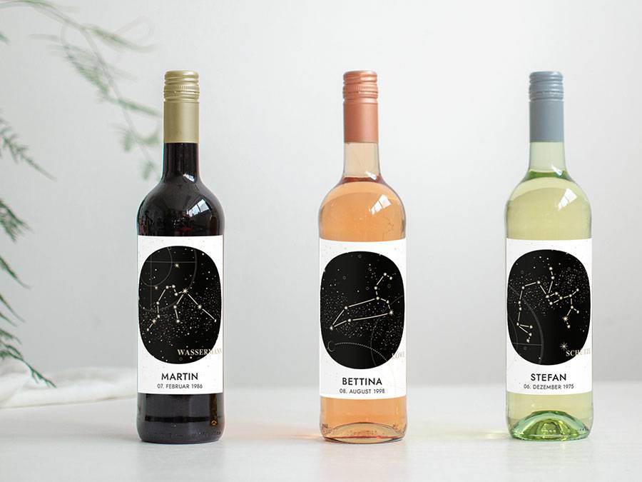 Renna Deluxe Sternzeichen Krebs | Personalisiertes Flaschenetikett Weihnachtsangebot
