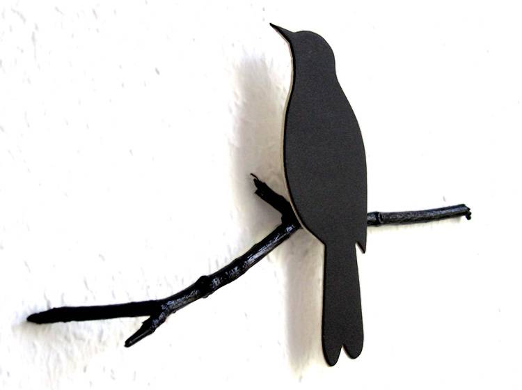 Renna Deluxe Amsel in Schwarz Wandobjekt Lagerräumung