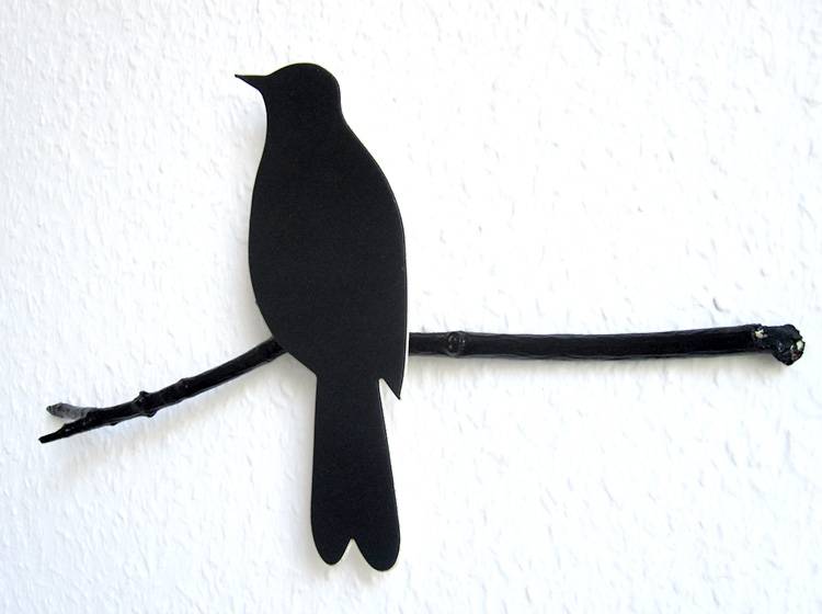Renna Deluxe Amsel in Schwarz Wandobjekt Lagerräumung