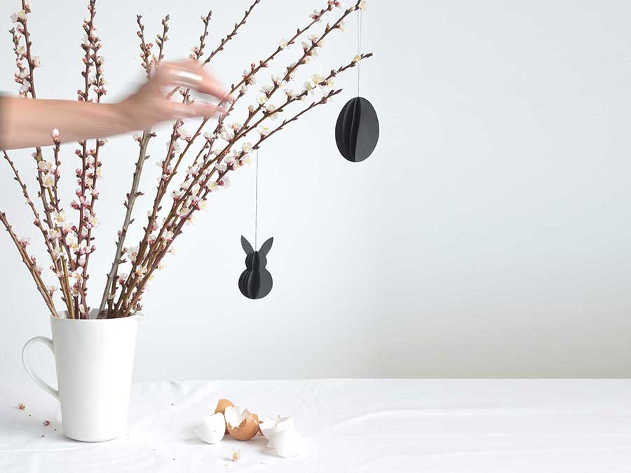 Renna Deluxe Anhänger Osterhase in Schwarz-Weiß Heißer Verkauf
