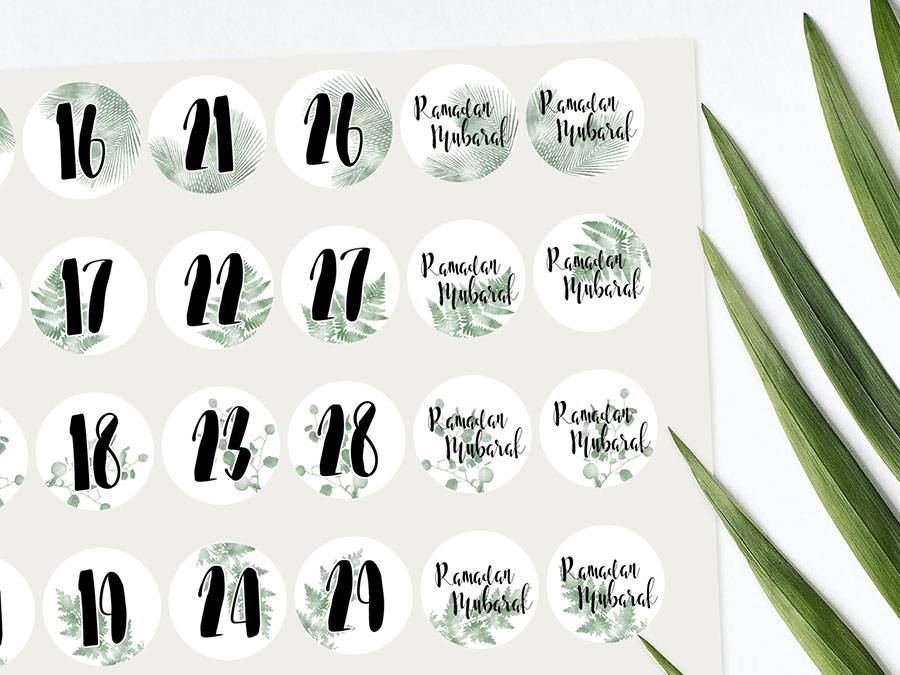 Renna Deluxe RAMADAN Kalender Zahlensticker mit schwarzen Tüten Bestseller