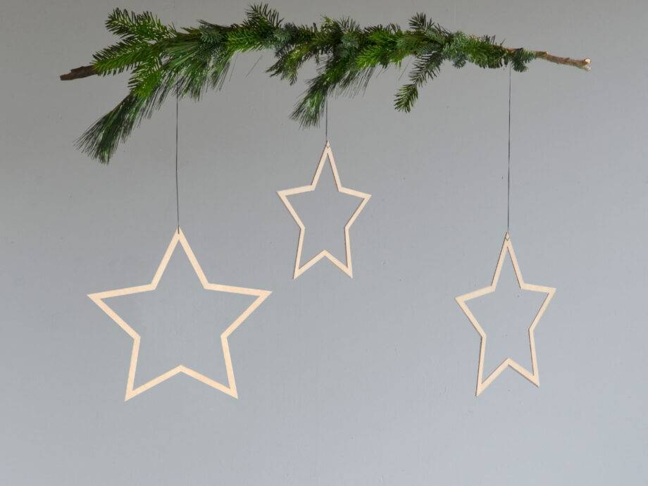 Renna Deluxe Große STERNE aus Holz 3er-Set Fabrikpreis