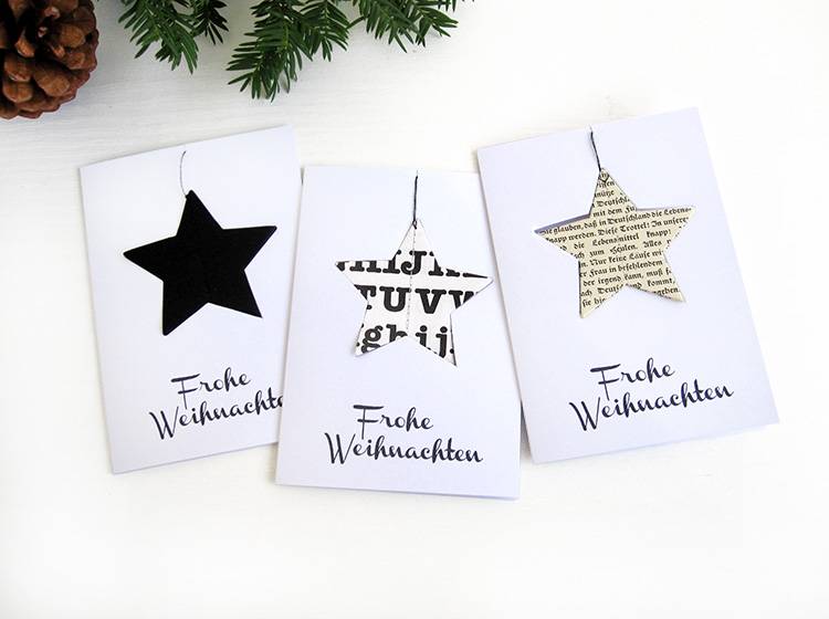 Renna Deluxe Frohe Weihnachten Karte mit Stern in schwarz Heißer Verkauf
