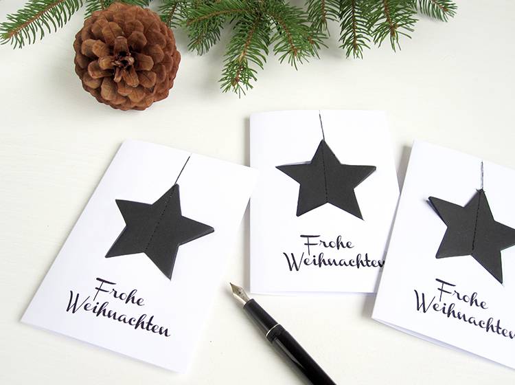Renna Deluxe Frohe Weihnachten Karte mit Stern in schwarz Heißer Verkauf