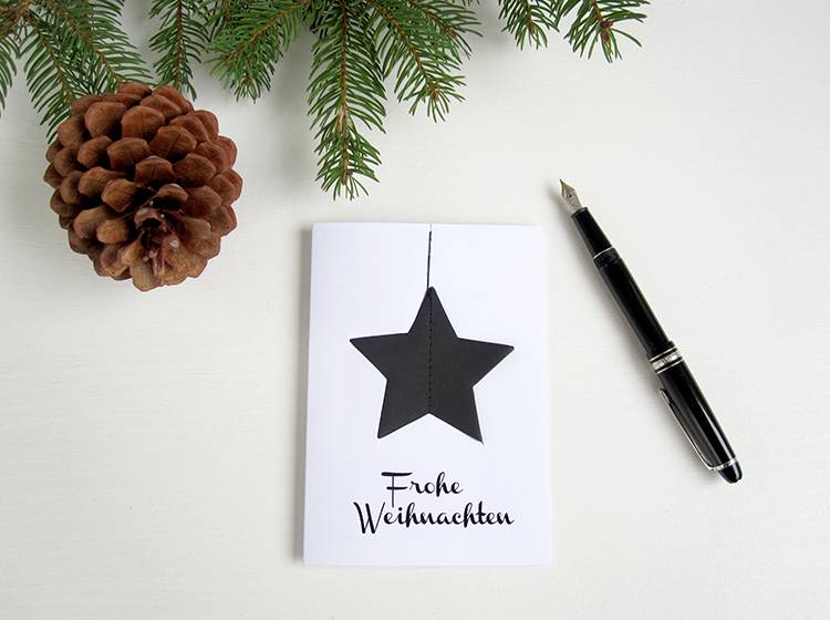 Renna Deluxe Frohe Weihnachten Karte mit Stern in schwarz Heißer Verkauf